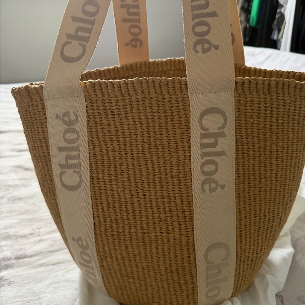 Tan Woven Tote Bag